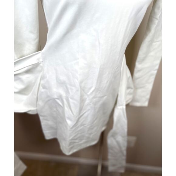 ALEXIS Tracee Long Sleeve High Neck Drape Twist Tie White Mini Dress Size XS - Picture 7 of 14